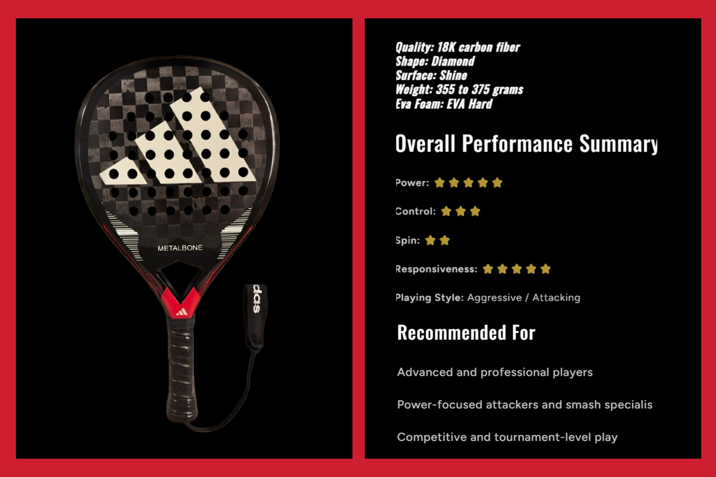 Adidas 18k Carbon Racket