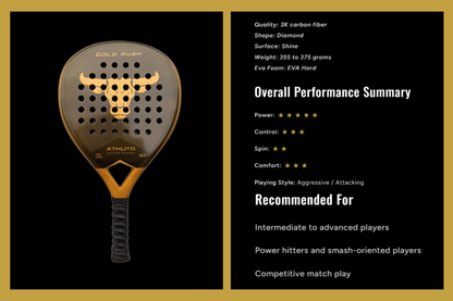 Athlito Gold Rush 3K Carbon Padel Racket 2026