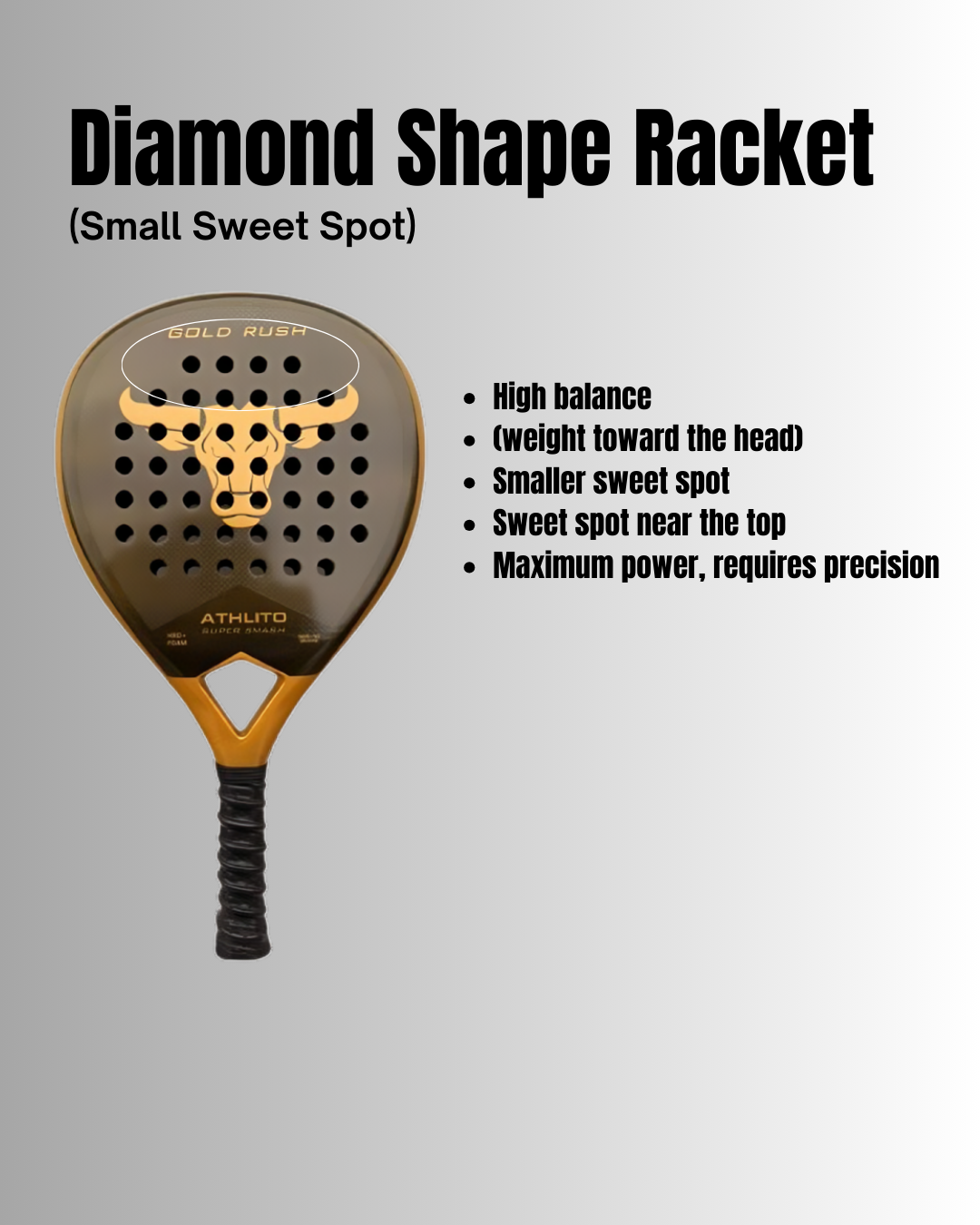 Athlito Gold Rush 3K Carbon Padel Racket 2026