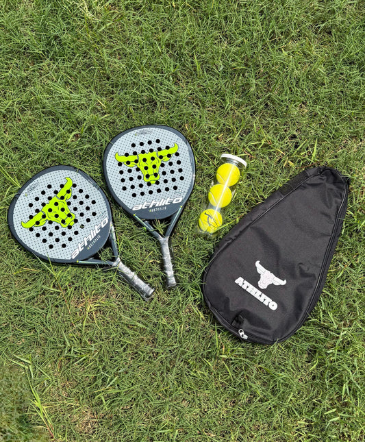 Pair of Carbon Glass Racket with a Bag and 3 Padel Racket Balls
